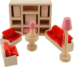 Wooden Doll House Furniture Set Toy - Lounge Room