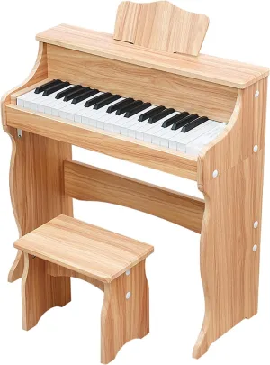 Wooden Kids Piano, 37 Keys Toddler Piano Music Educational Instrument Toy with Music Stand, Color Coded keyboard Stickers, Multiple Sounds and Record Playback, Gift for 3 4 5 6 7 8 9Years Old