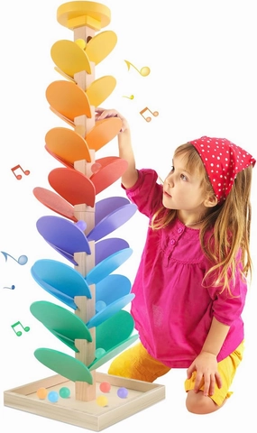 Wooden Marble Run Music Tree Montessori Toys for Kids 3  Years Old Marble Ball Run Learning Game Wood Color Sorting Toys for 4-8 Boys and Girls Birthday