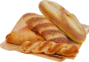 Woration 4pcs Artificial French Bread Set Fake Loaf Simulation Baguette Faux Pastries Food Model Display Home Kitchen Decoration Bakery Ornament