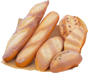 Woration 6pcs Fake Bread Set Decoration Realistic Loaves Artificial French Loaf Dessert Faux Food for Home Kitchen Bakery Display Photography Prop