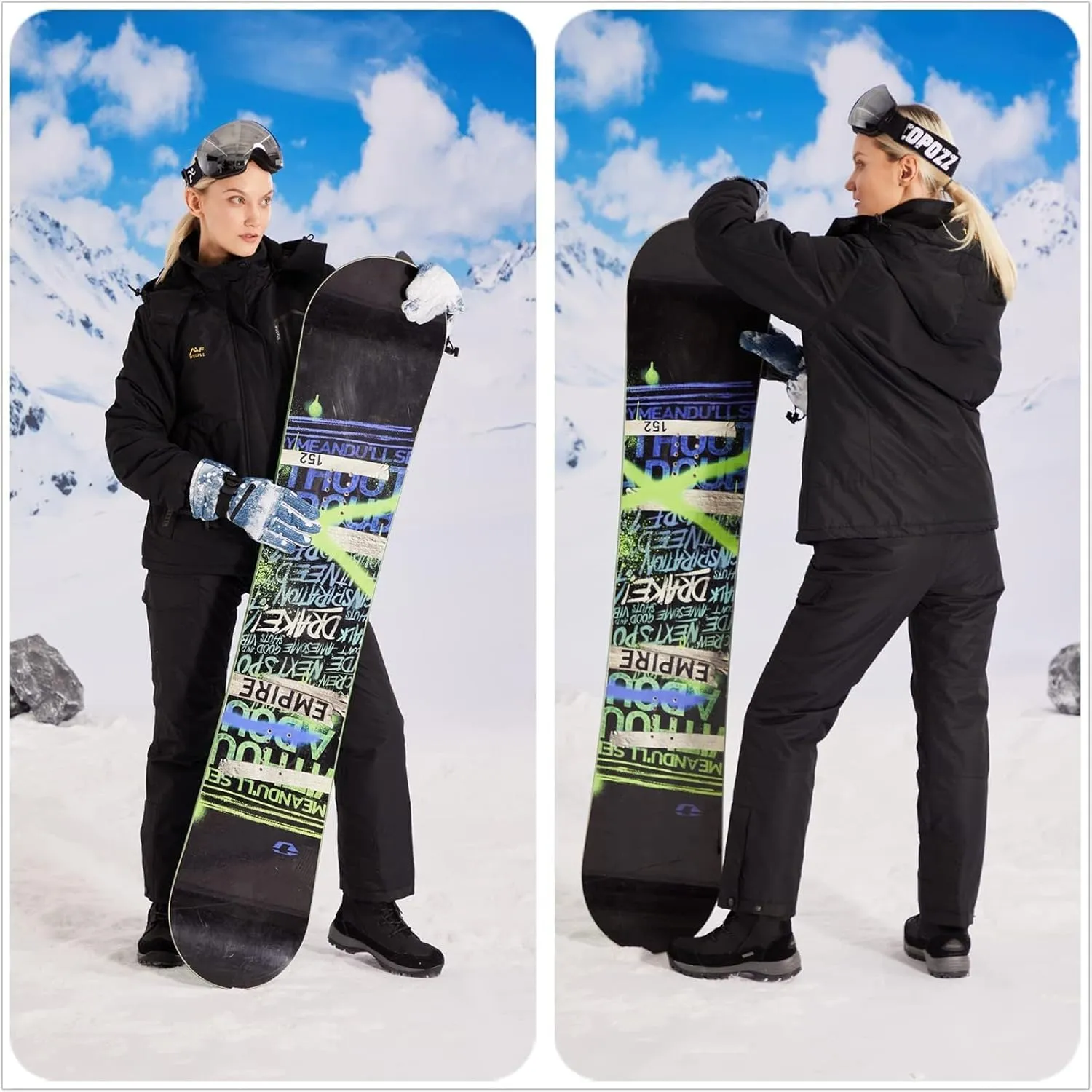WULFUL Women’s Waterproof Snow Ski Jacket Mountain Windproof Winter Coat with Detachable Hood