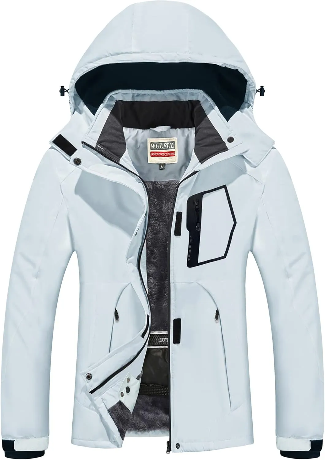 WULFUL Women’s Waterproof Snow Ski Jacket Mountain Windproof Winter Coat with Detachable Hood