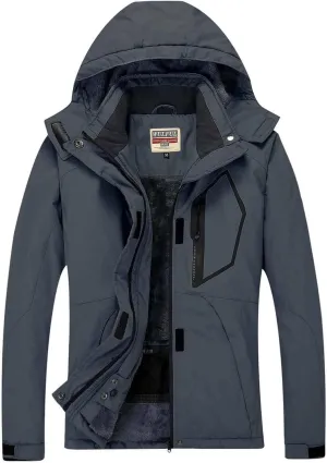WULFUL Women’s Waterproof Snow Ski Jacket Mountain Windproof Winter Coat with Detachable Hood