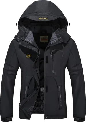 WULFUL Women’s Waterproof Snow Ski Jacket Mountain Windproof Winter Coat with Detachable Hood