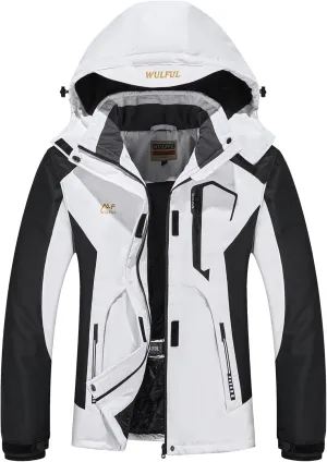 WULFUL Women’s Waterproof Snow Ski Jacket Mountain Windproof Winter Coat with Detachable Hood