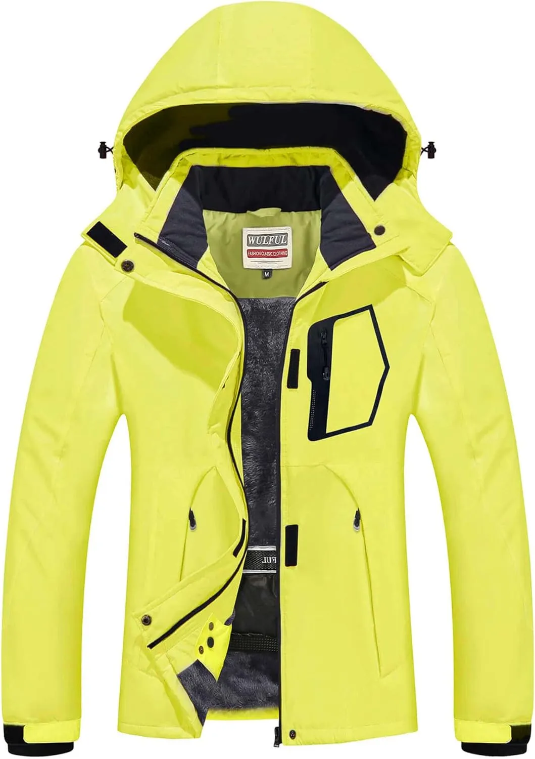 WULFUL Women’s Waterproof Snow Ski Jacket Mountain Windproof Winter Coat with Detachable Hood
