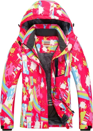 WULFUL Women’s Waterproof Snow Ski Jacket Mountain Windproof Winter Coat with Detachable Hood