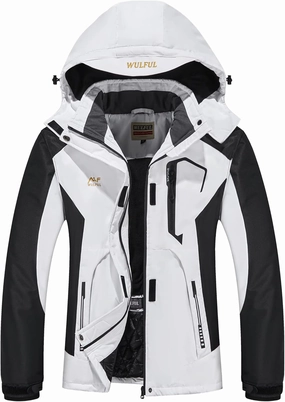 WULFUL Women’s Waterproof Snow Ski Jacket Mountain Windproof Winter Coat with Detachable Hood