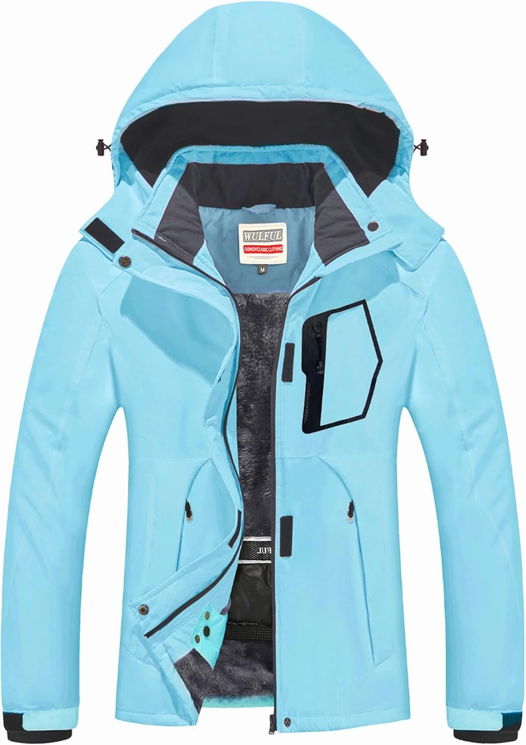 WULFUL Women’s Waterproof Snow Ski Jacket Mountain Windproof Winter Coat with Detachable Hood