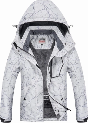 WULFUL Women’s Waterproof Snow Ski Jacket Mountain Windproof Winter Coat with Detachable Hood