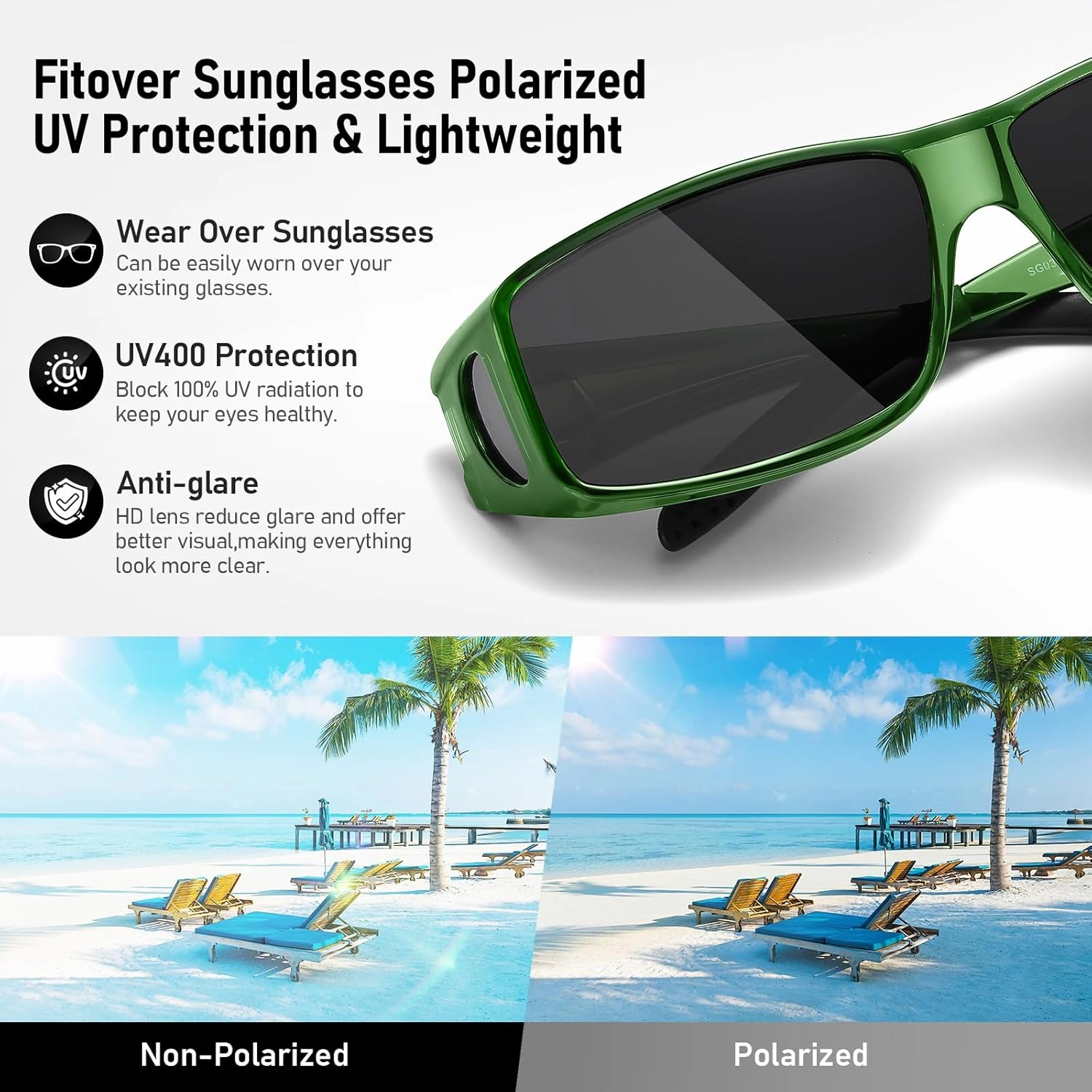 Wzerry Fit Over Glasses Sunglasses for Women Men, Polarized Oversized Sun Glasses for Prescription Glasses UV400 Protection
