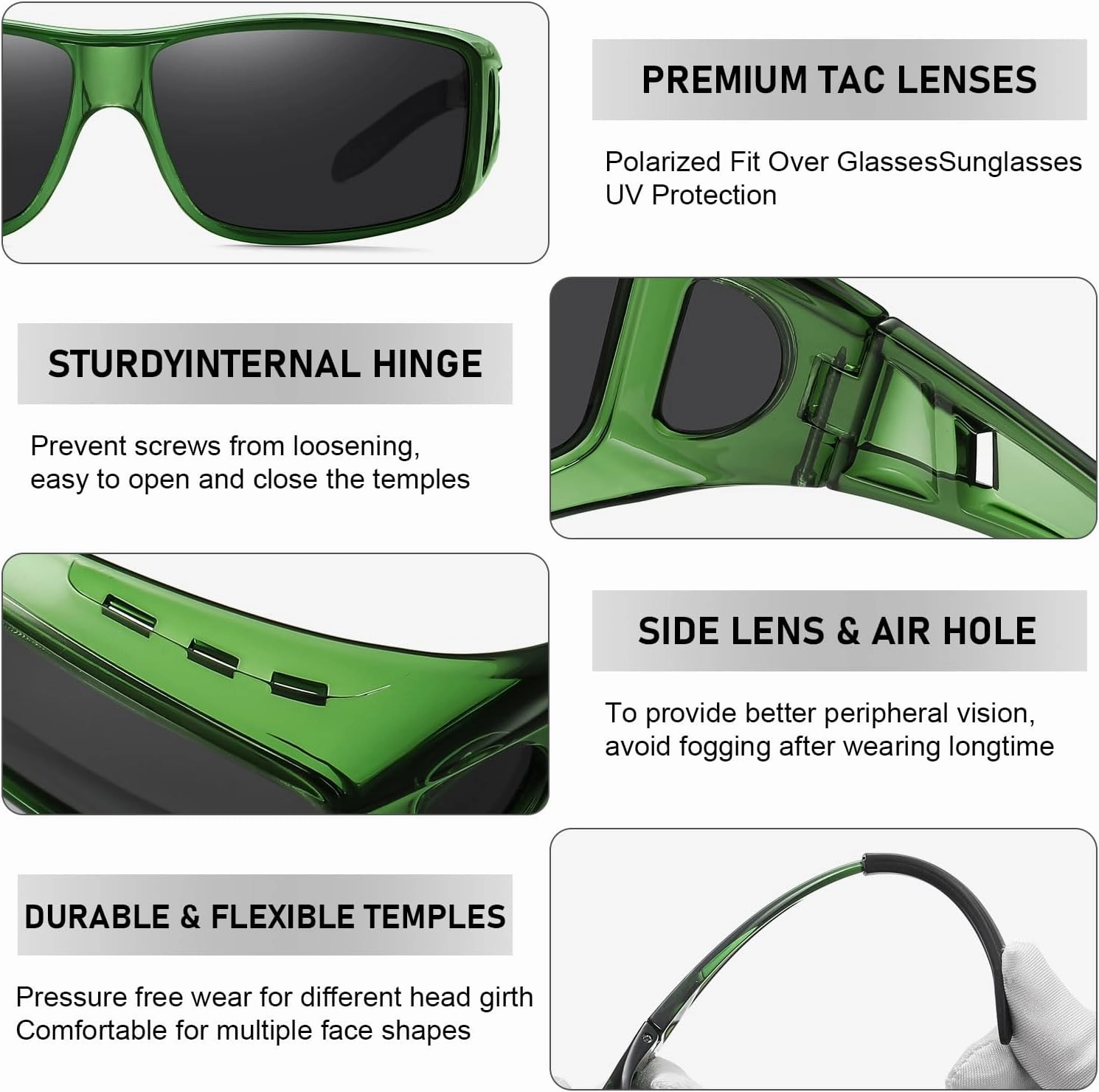 Wzerry Fit Over Glasses Sunglasses for Women Men, Polarized Oversized Sun Glasses for Prescription Glasses UV400 Protection