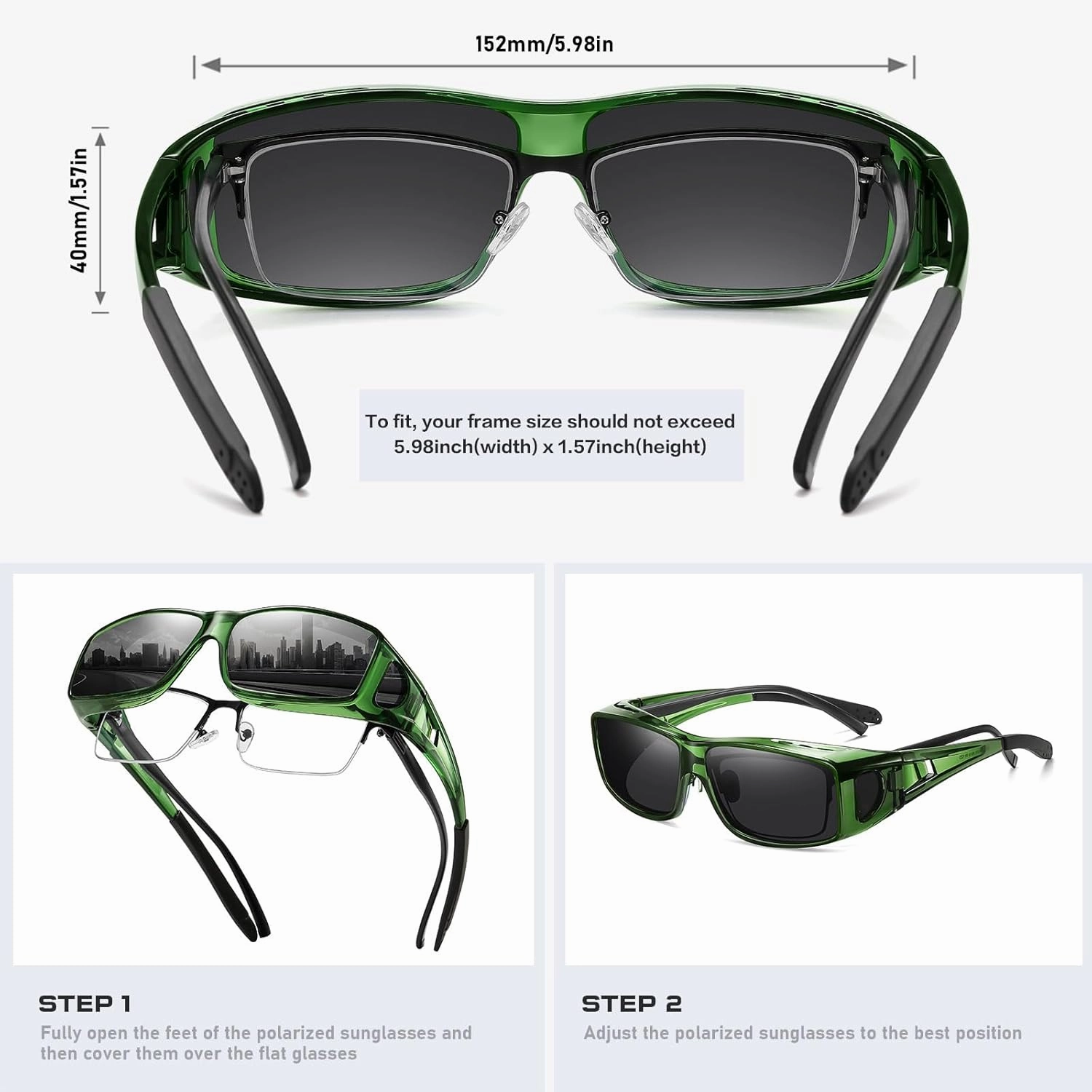 Wzerry Fit Over Glasses Sunglasses for Women Men, Polarized Oversized Sun Glasses for Prescription Glasses UV400 Protection