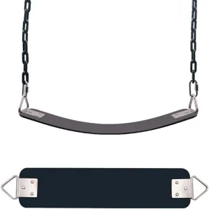 XL- Heavy Duty Swing Seat Playground Swing Set Chain Plastic Coated, Swing for Kids & Adults with Metal Triangle Ring Chair (Color : Black)