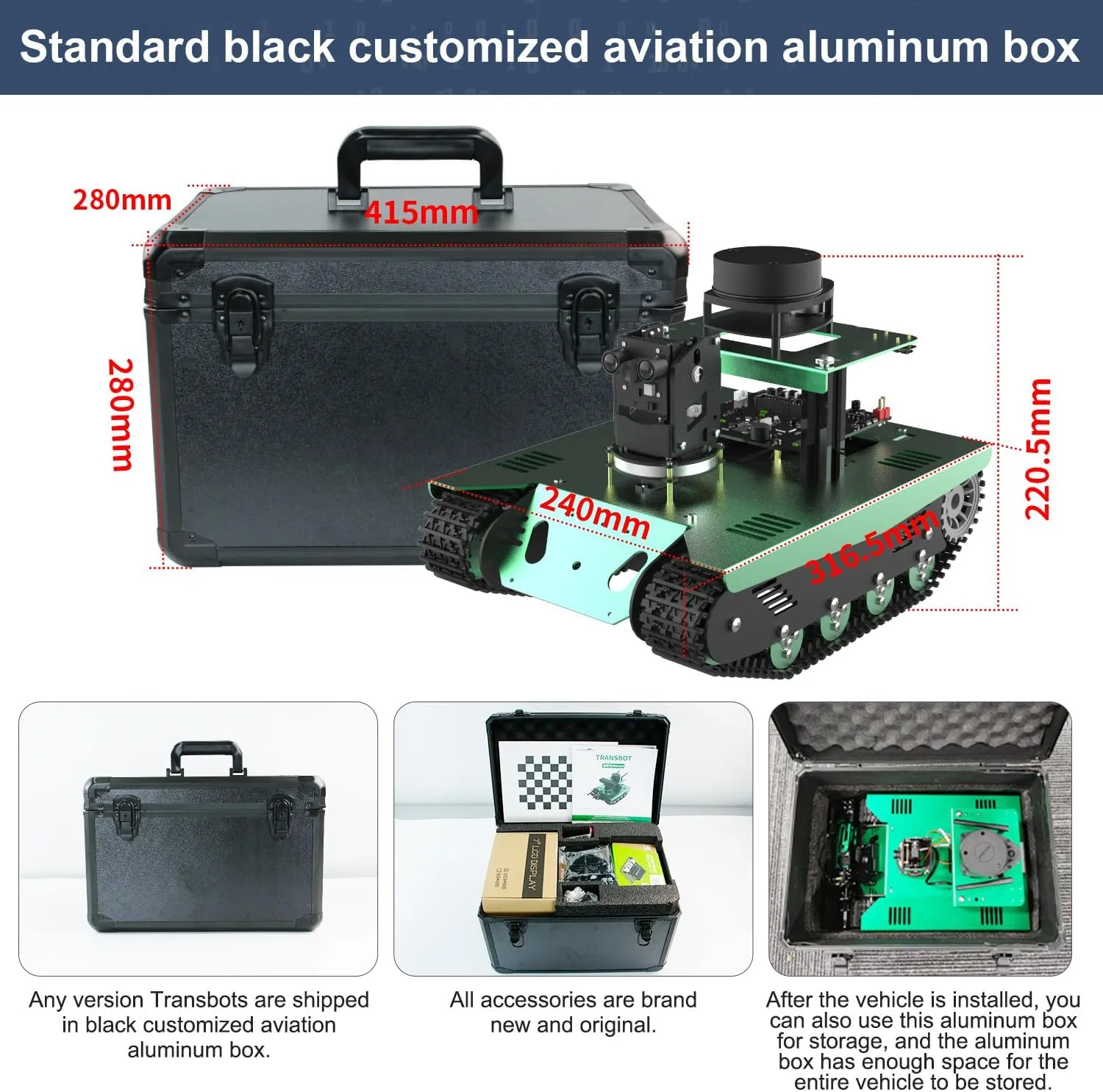 Yahboom Raspberry Pi Robot for Adults ROS Robot Arm Electronic Code Exploration Tank Chassis Kit Lidar Mapping Navigation Python Programmable AI Car Kit for Pi 4B