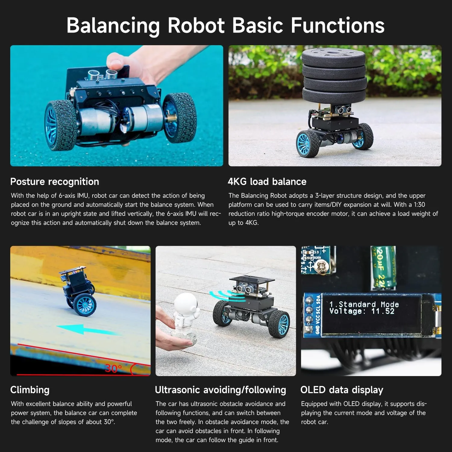 Yahboom STM32 Self-Balancing Car,2WD Robot Chassis Kit,with AI Vision Module,Color Recognition AI Technology,Suitable for STEAM Electronic Projects