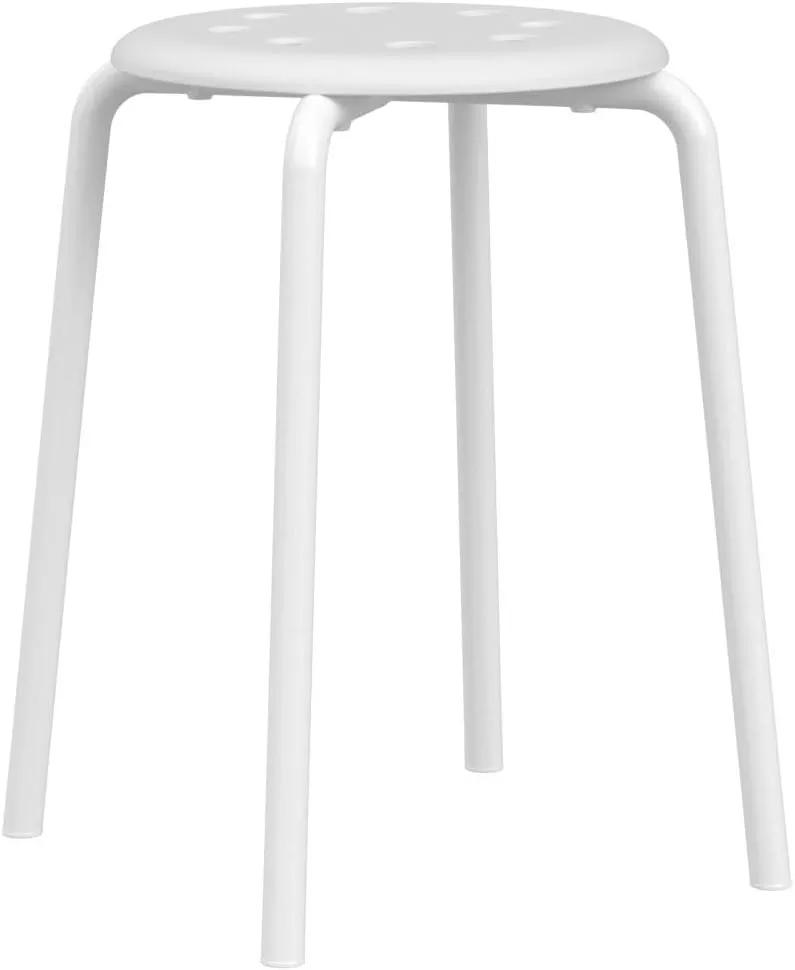 Yaheetech Plastic Bar Stools Flexible Seating Backless Barstools Dining Chairs Stack Nesting Stools, 17.3inches Height White Pack of 5
