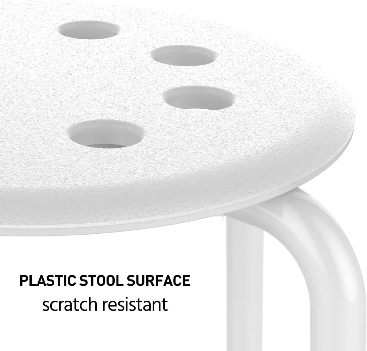 Yaheetech Plastic Bar Stools Flexible Seating Backless Barstools Dining Chairs Stack Nesting Stools, 17.3inches Height White Pack of 5