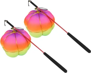 YARNOW 1set Inflatable Latex Pumpkin Shape Bouncy Colorful Jumping with Light and Rubber Band Toys for Play Random String Bag Included