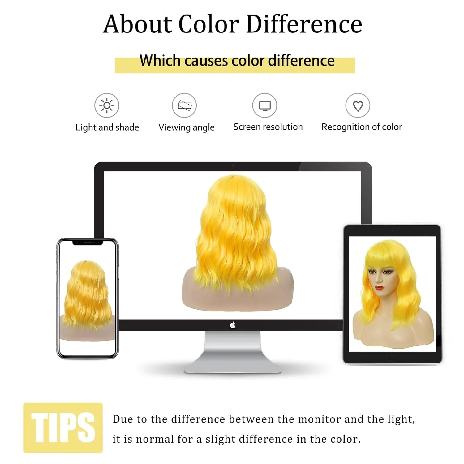Yellow Wig with Bangs Short Bob Wavy Wig for Women Shoulder Length Loose Wavy Synthetic Colorful Bob Wigs for Girl Costume Cosplay Wig