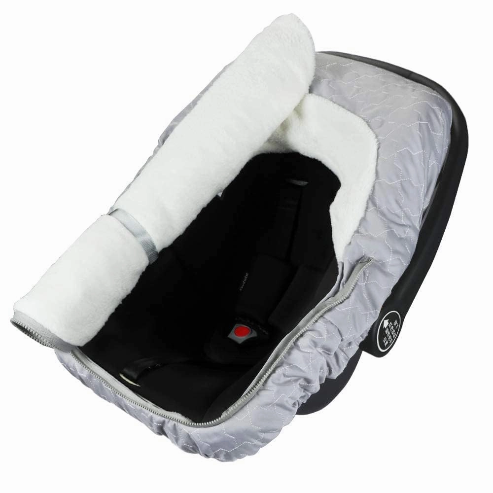 Yoofoss Baby Car Seat Cover Winter Carseat Canopies Cover to Protect Baby from Cold Wind, Super Warm Plush Fleece Baby Carrier Cover for Infant Boys Girls (Grey)