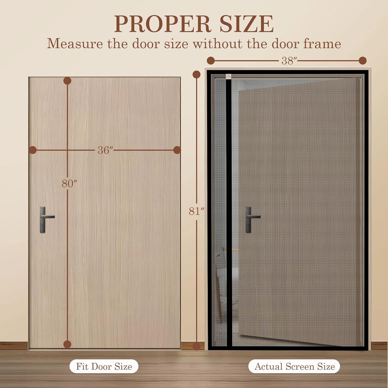 Yotache Left Right Side Opening Screen Doors with Magnets Fits Door Size 36 x 80, Reinforced Sewing Magnetic Mesh, Actual Screen Size 38" x 81" Black