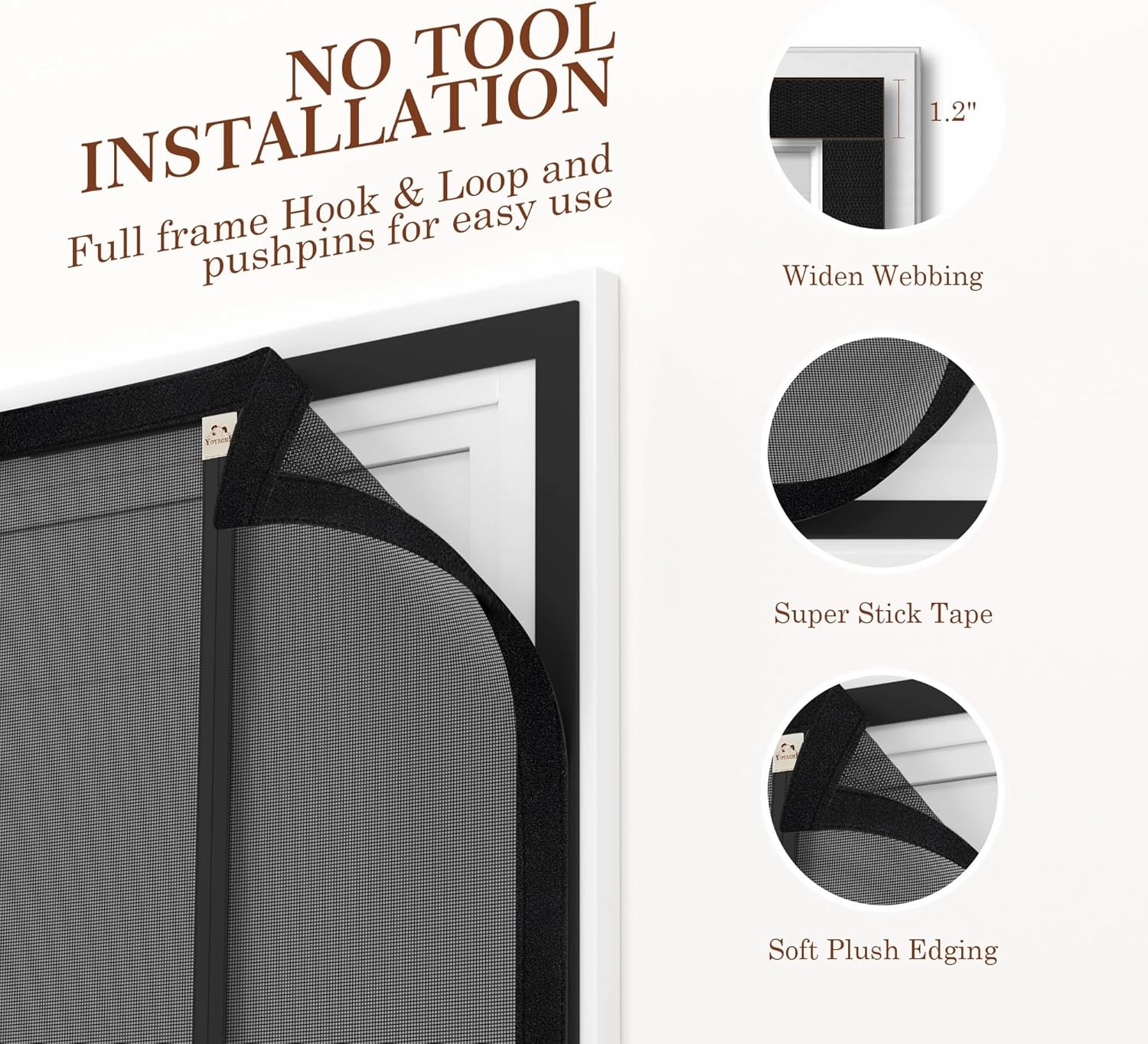 Yotache Left Right Side Opening Screen Doors with Magnets Fits Door Size 36 x 80, Reinforced Sewing Magnetic Mesh, Actual Screen Size 38" x 81" Black
