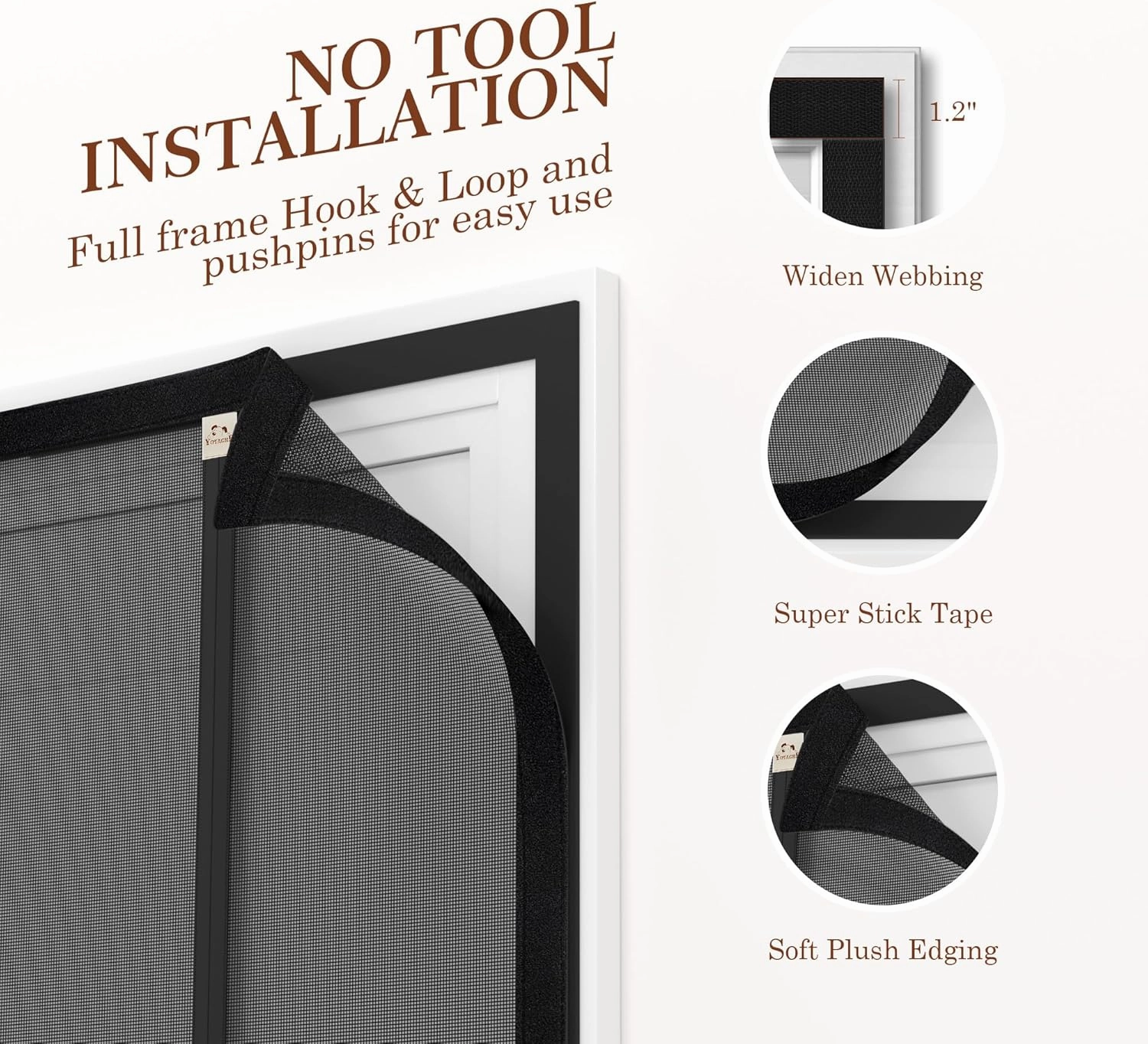Yotache Reversible Left/Right Opening Magnetic Screen Door Fit Doors 36x82 Inch, Screen Size 38"x83" Anti-Tearing Screen Net with Strong Magnets for Front/Back Patio Door, Black
