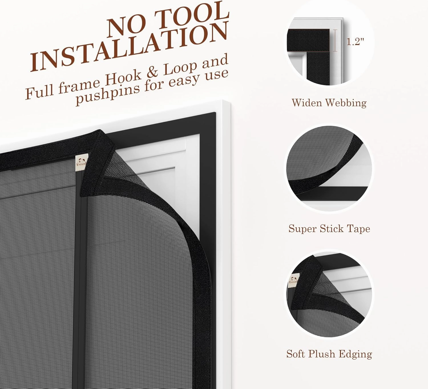 Yotache Reversible Left/Right Opening Magnetic Screen Door Fits 72 x 80 inch Doors, Screen Size 74" x 81", Strong Magnets Anti-Tearing Polyester Mesh for Front/Back Patio Sliding Door, Black