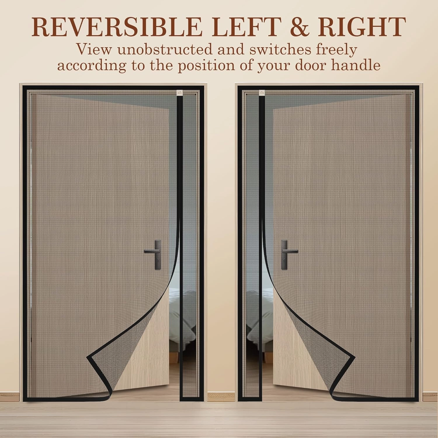 Yotache Reversible Left/Right Opening Magnetic Screen Door Fits 72 x 80 inch Doors, Screen Size 74" x 81", Strong Magnets Anti-Tearing Polyester Mesh for Front/Back Patio Sliding Door, Black