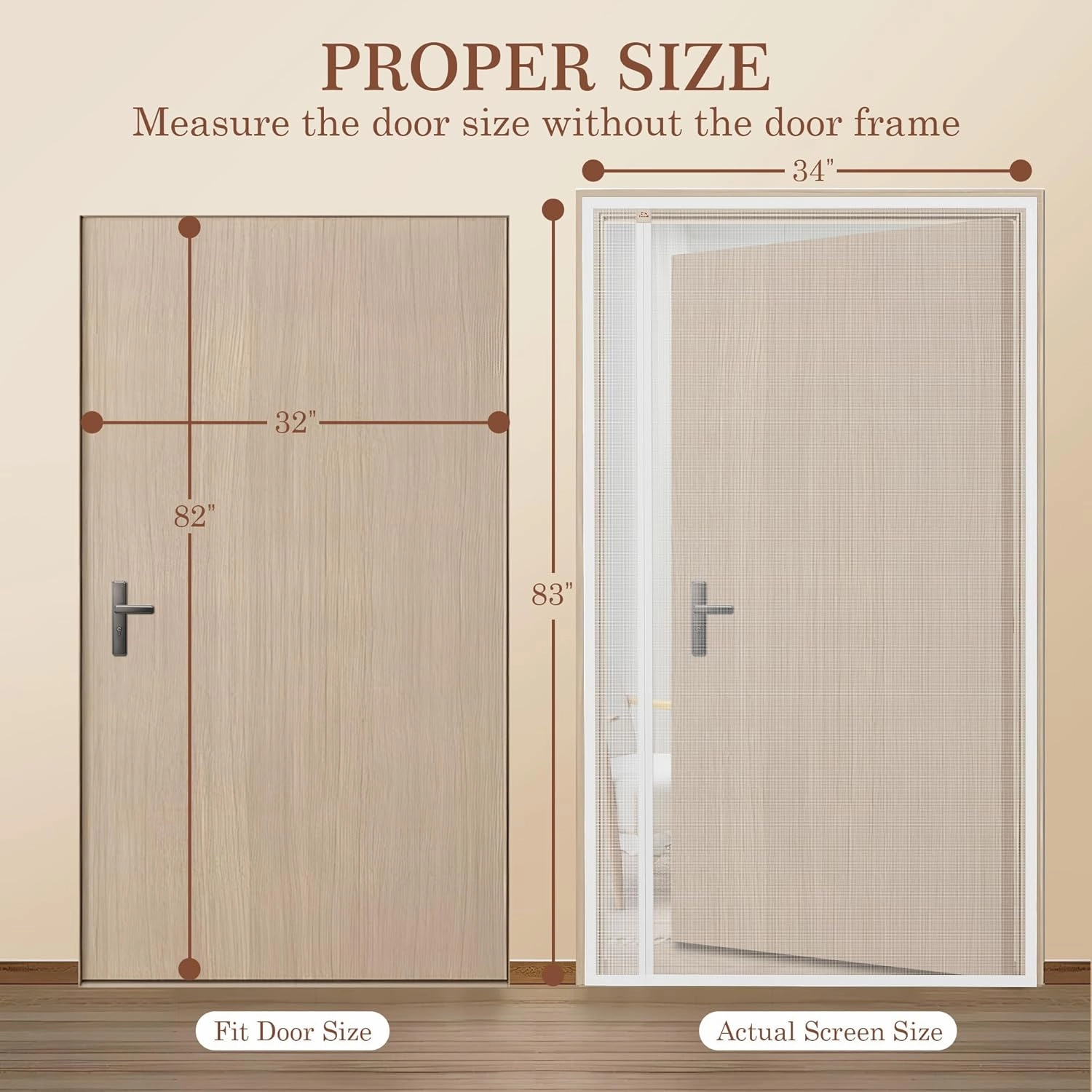 Yotache White Reversible Left Right Side Opening Magnetic Screen Door Fits Door Size 32 x 82, Unobstructed View Upgraded Polyester Mesh for Back Door, Actual Screen Size 34" x 83"