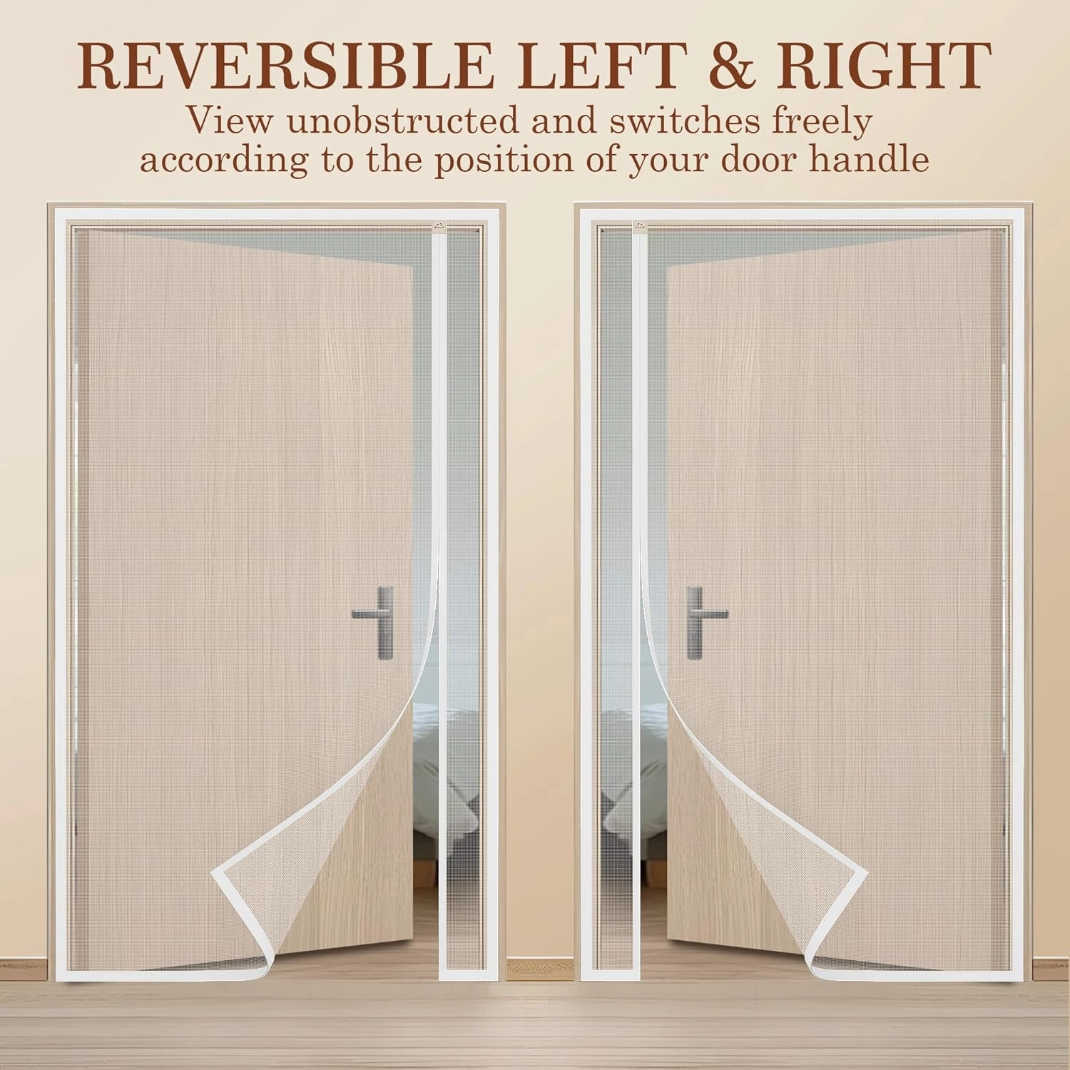 Yotache White Reversible Left Right Side Opening Magnetic Screen Door Fits Door Size 32 x 82, Unobstructed View Upgraded Polyester Mesh for Back Door, Actual Screen Size 34" x 83"