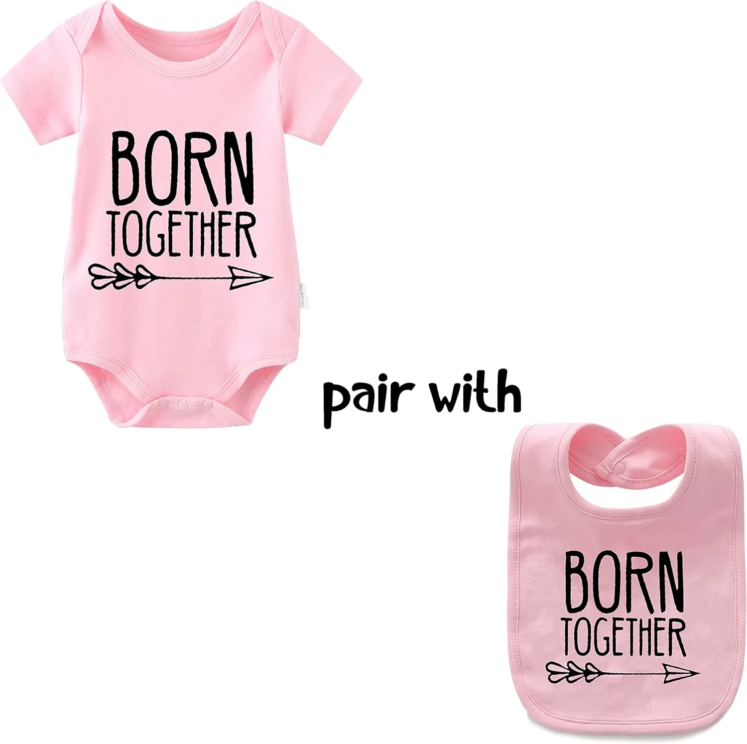 YSCULBUTOL Baby Twins Bodysuits Best Friends Forever Baby Clothes Set with Bibs Girl Outfit with hat