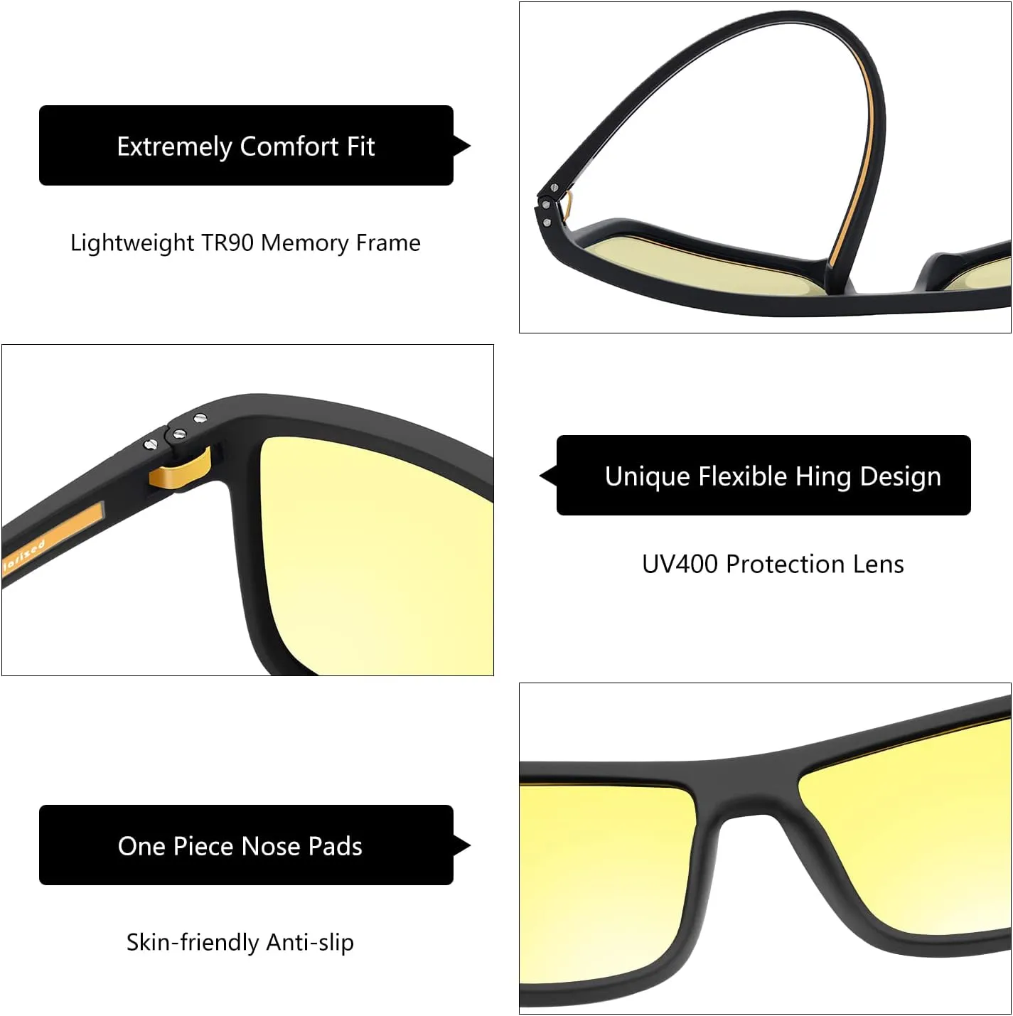 ZENOTTIC Polarized Sunglasses for Men Lightweight TR90 Frame UV400 Protection Square Sun Glasses