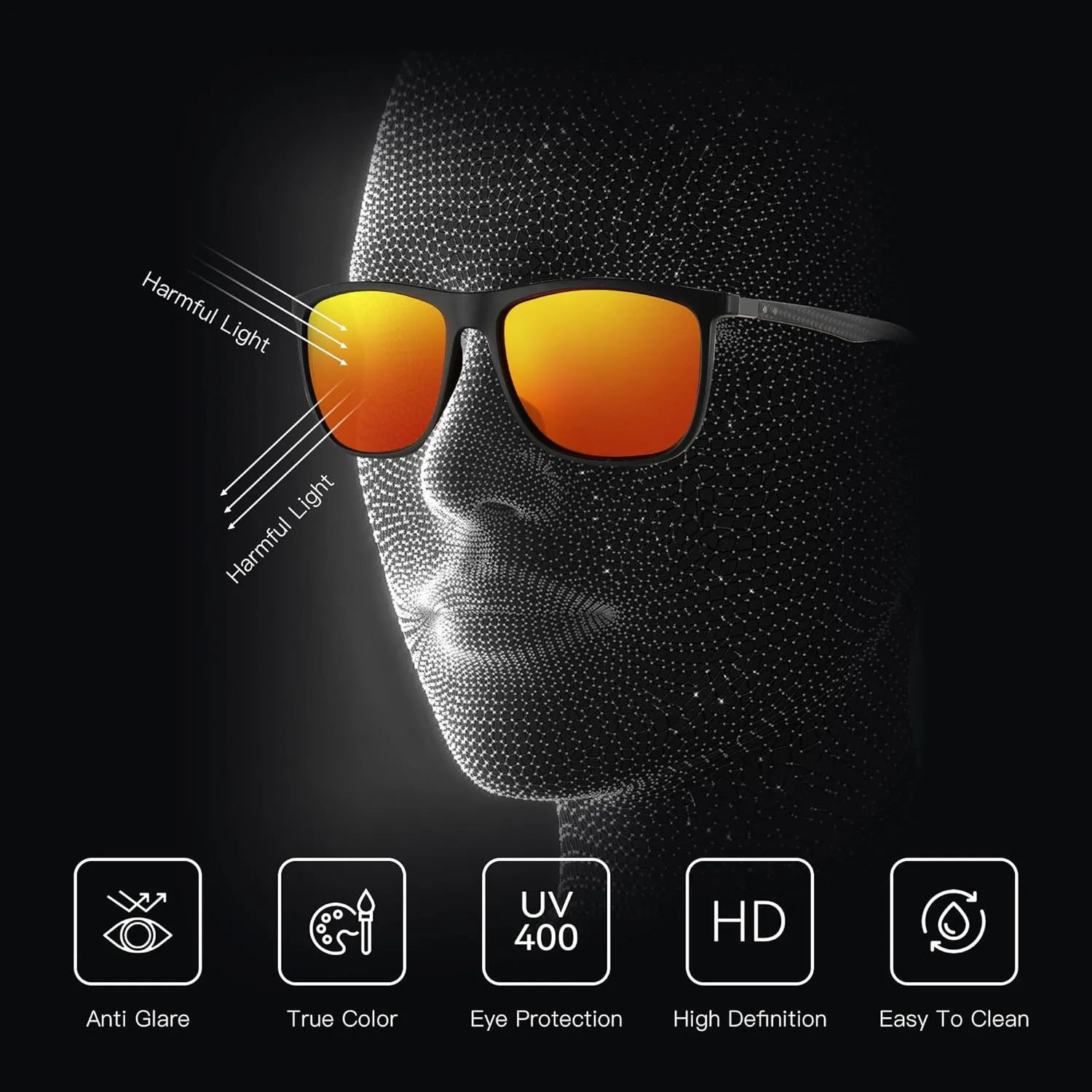 ZENOTTIC Square Polarized Sunglasses for Men Ultralight Carbon Fiber Sun Glasses Driving Fishing Golf Sports UV400 Protection