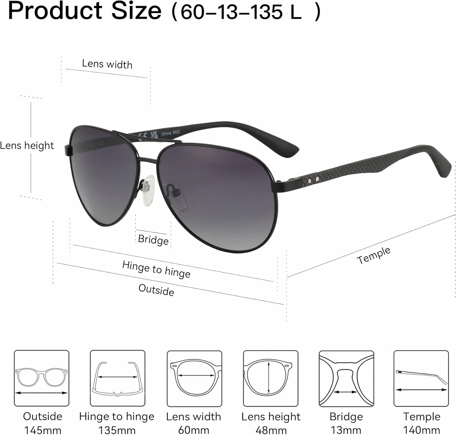 ZENOTTIC Polarized Aviator Sunglasses for Men Carbon Fiber Temple Pilot Sun Glasses with Mirrored Lens UV Protection