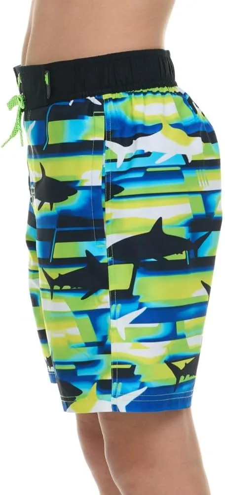 ZeroXposur Boys Swim Trunks with Compression Liner and Goggles, Quick Dry Swim Shorts