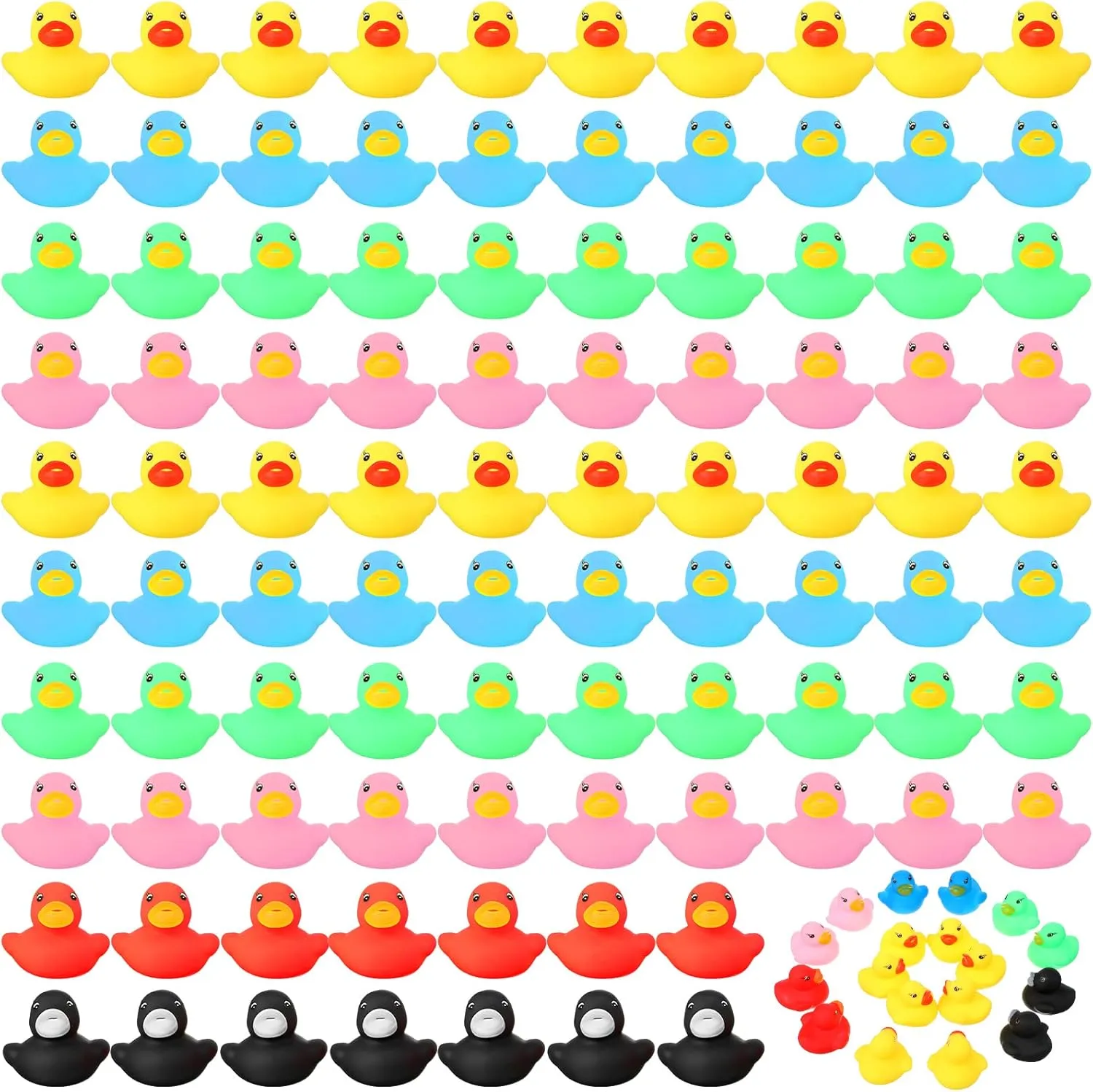 Zhanmai 300 Pcs Mini Rubber Ducks Bulk Colorful Duckies Set Tiny Shower Rubber Bath Toy Float Squeak Bathtub Pool Toy for Party Supplies Shower Birthday Holiday(Colorful)