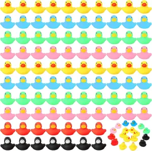Zhanmai 300 Pcs Mini Rubber Ducks Bulk Colorful Duckies Set Tiny Shower Rubber Bath Toy Float Squeak Bathtub Pool Toy for Party Supplies Shower Birthday Holiday(Colorful)
