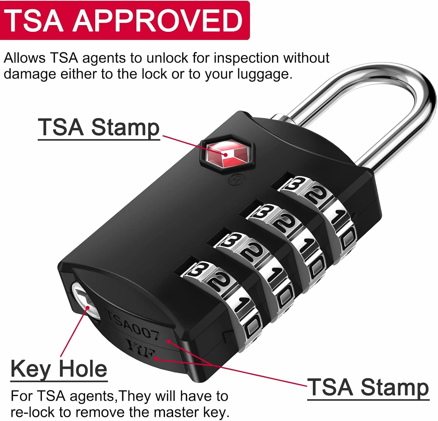 ZHEGE Travel Lock 2 Pack, TSA Locks for Luggage with Flexible Cable (80cm) for Gym, Suitcases, Backpack, Baggage, Easy Read Dials with Alloy Body (Black, 2Pack)