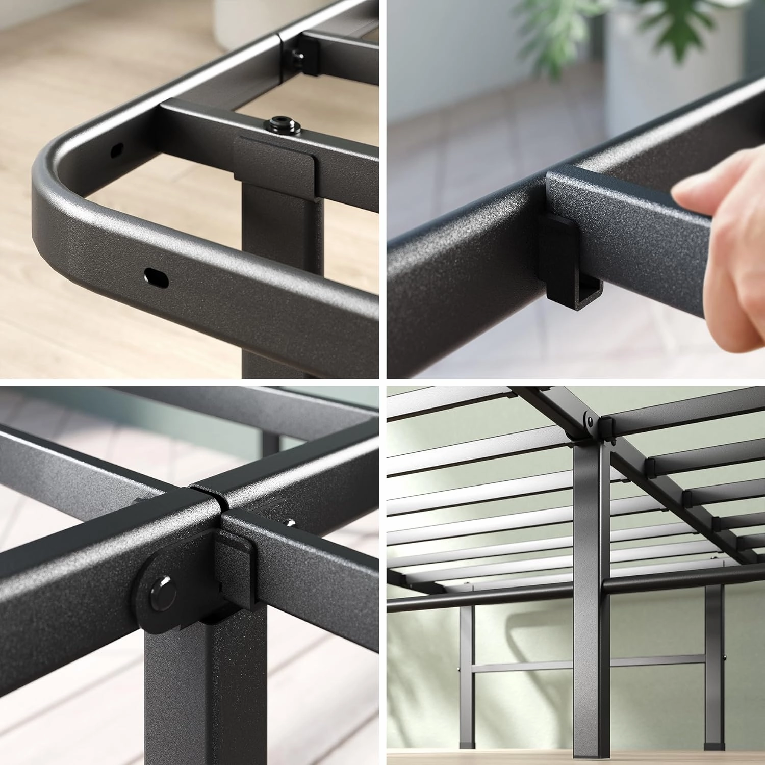 ZINUS Rumi 14in Twin Metal Bed Frame, Quick Assembly SmartBase® Mattress Foundation, Heavy Duty Sturdy Steel with No Box Spring Needed, Eco-Friendly Packaging, Black