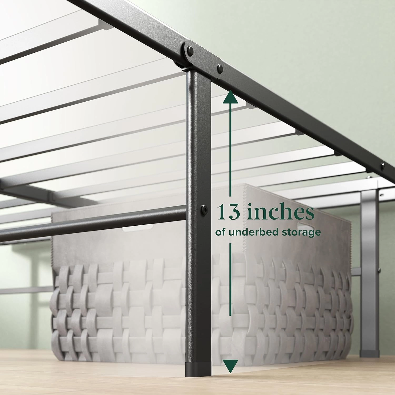 ZINUS Rumi 14in Twin Metal Bed Frame, Quick Assembly SmartBase® Mattress Foundation, Heavy Duty Sturdy Steel with No Box Spring Needed, Eco-Friendly Packaging, Black