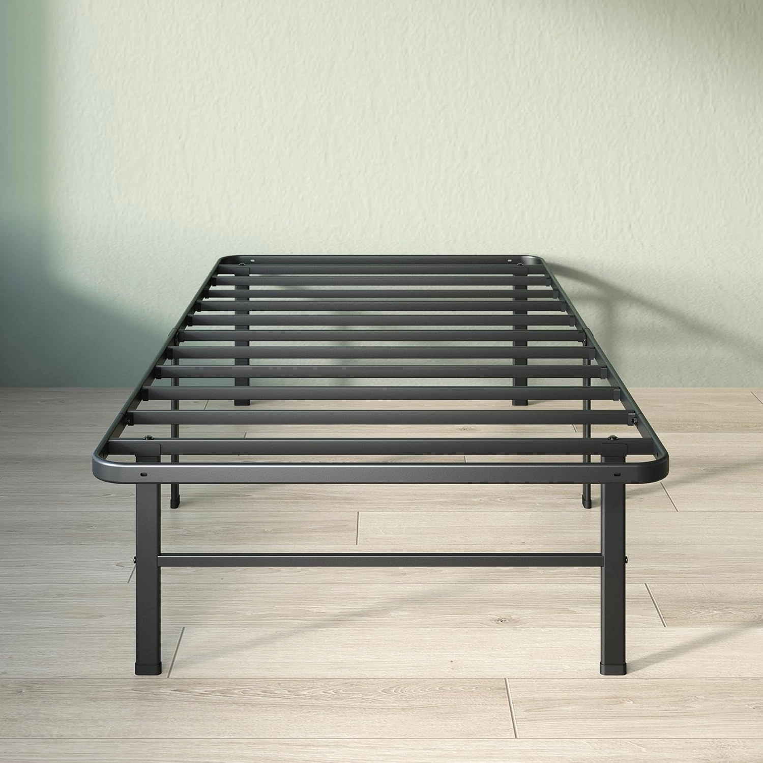 ZINUS Rumi 14in Twin Metal Bed Frame, Quick Assembly SmartBase® Mattress Foundation, Heavy Duty Sturdy Steel with No Box Spring Needed, Eco-Friendly Packaging, Black