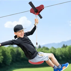 Zip Line for Kids and Adults 160ft Zip line Kits for Backyard Up to 330 lb, Backyard Zipline Kit, Quick Setup, Rustproof Stainless Steel Cable, Safety Harness, Comfortable Cushioned Seat
